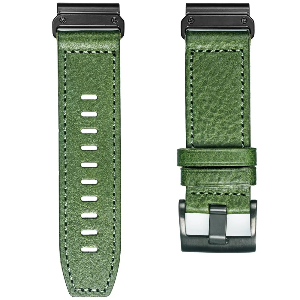 HEMSUT Leather Watch Band for Garmin Fenix, Forerunner & More