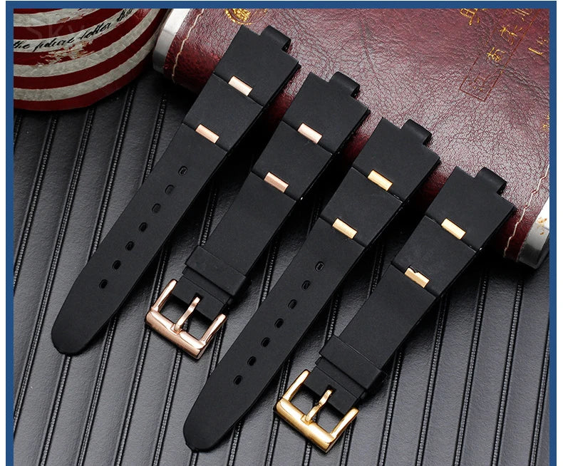 Black Rubber Replacement Watch Strap for BVLGARI (22/24mm)
