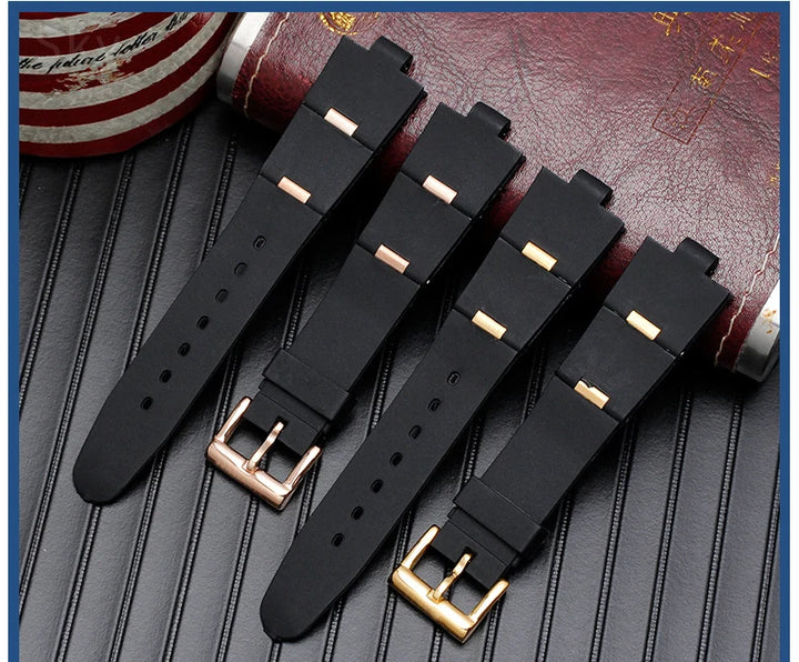 Black Rubber Replacement Watch Strap for BVLGARI (22/24mm)