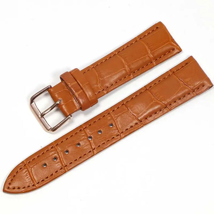 Genuine Leather Watch Strap with Steel Pin Buckle (12-24mm)