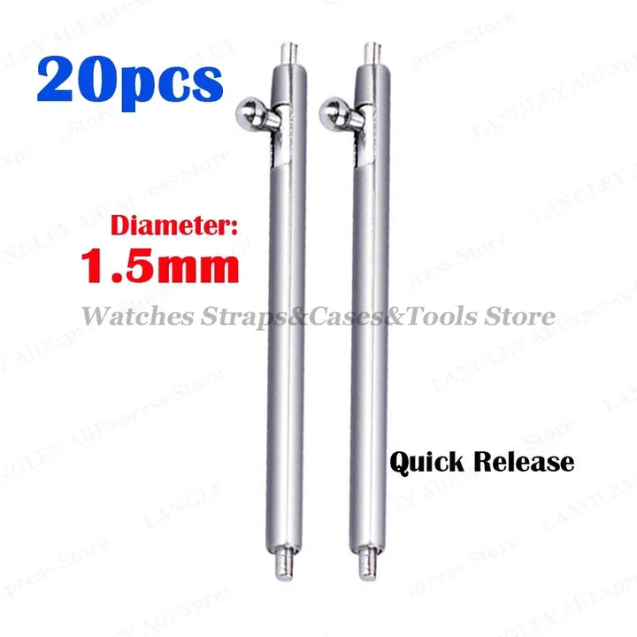 20‑Piece Quick-Release Watch Pins – 1.5/1.8mm, 12–24mm Spring Bars
