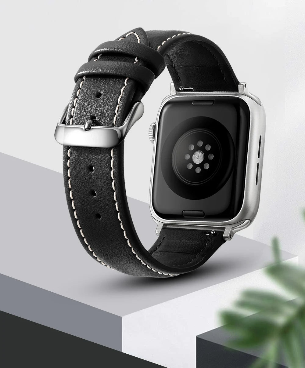 Genuine Leather Apple Watch Band 40–49mm for iWatch Series 3–8 & Ultra