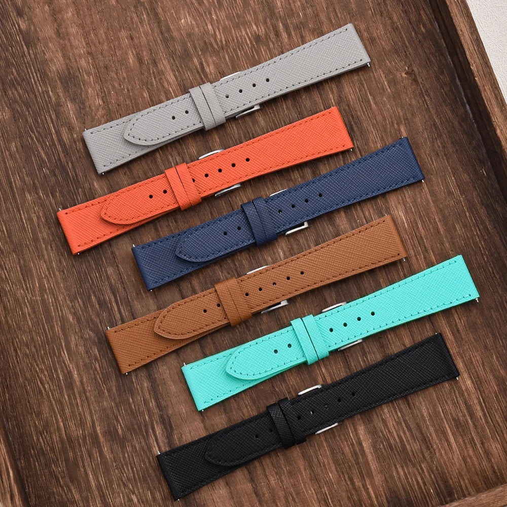 Quick Release Saffiano Leather Watch Strap – 18-24mm Universal