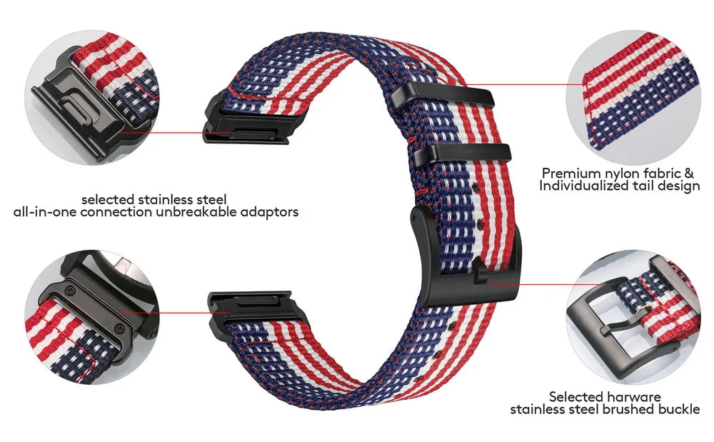 HEMSUT Nylon QuickFit Watch Strap – 22/26mm for Garmin Fenix 6/7/8, Epix, Enduro, Tactix, MARQ