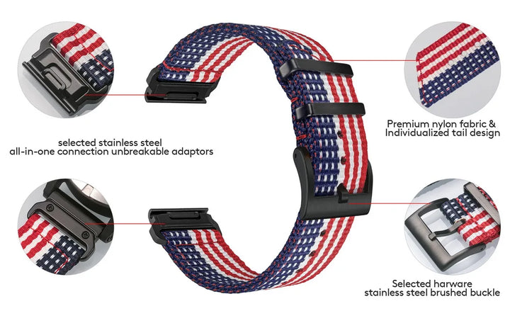 Nylon QuickFit Watch Strap – 22/26mm for Garmin Fenix 6/7/8, Epix, Instinct, Tactix, MARQ