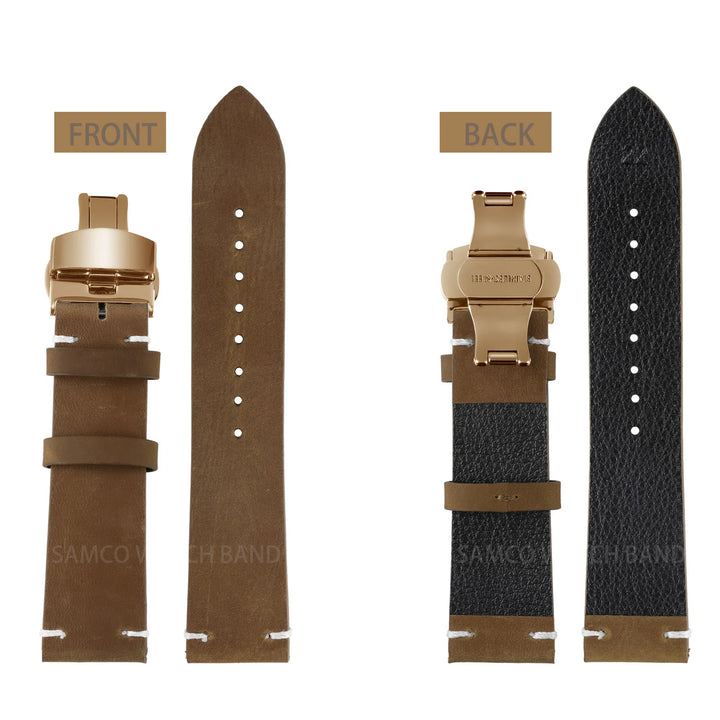 Vintage Top-Grain Leather Watch Strap (18–24mm)