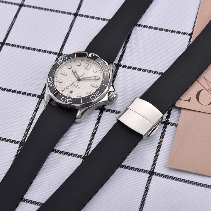 NATOBELT CTS FKM Rubber Watch Band Strap 16mm 18mm 19mm 20mm 21mm 22mm Quick Release Butterfly Cut-to-Size Sweatproof Waterproof