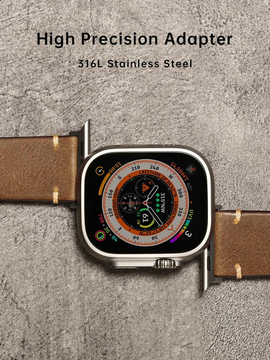 Luxury Leather Watch Strap for Apple Watch, Ultra 49mm, Series 9, 8, 7, 6, SE, 45mm, 44mm, 41mm, 40mm, Accessories Watchband