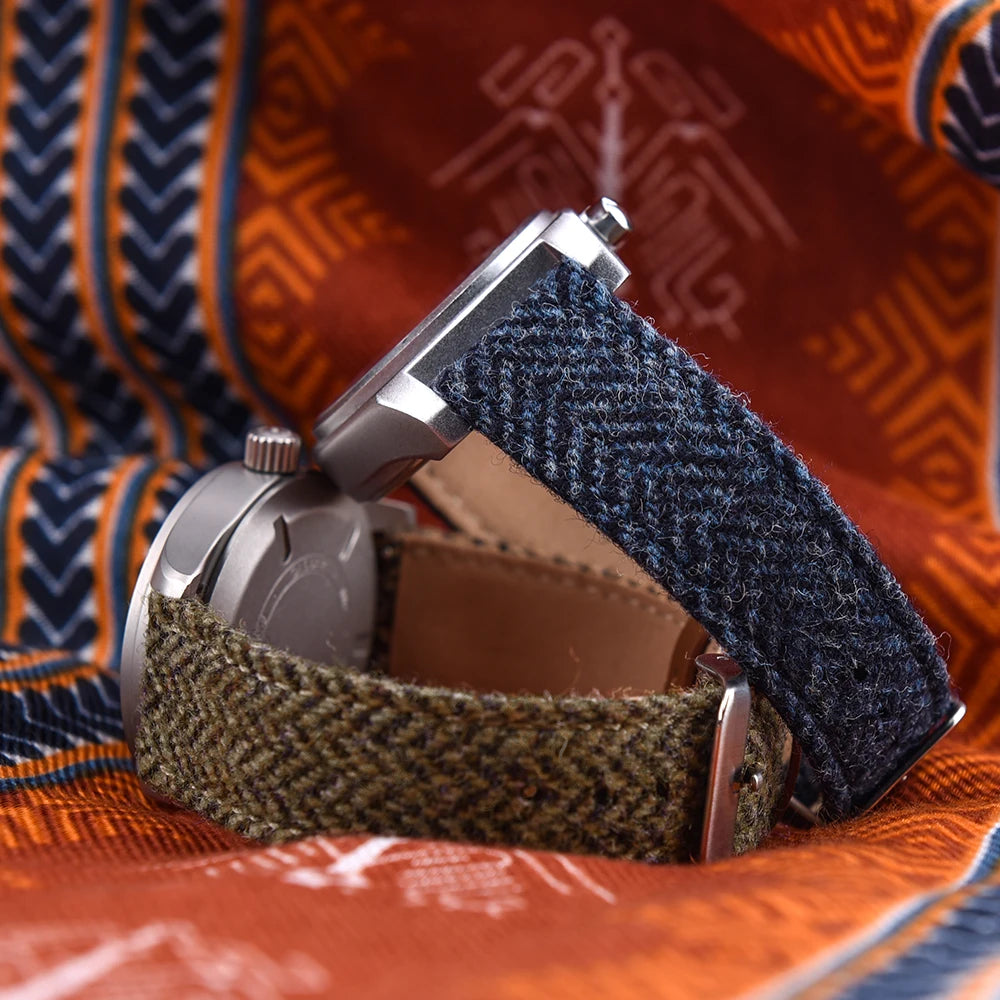 NATOBELT Wool Weave Leather Strap – Quick Release, 18–22mm