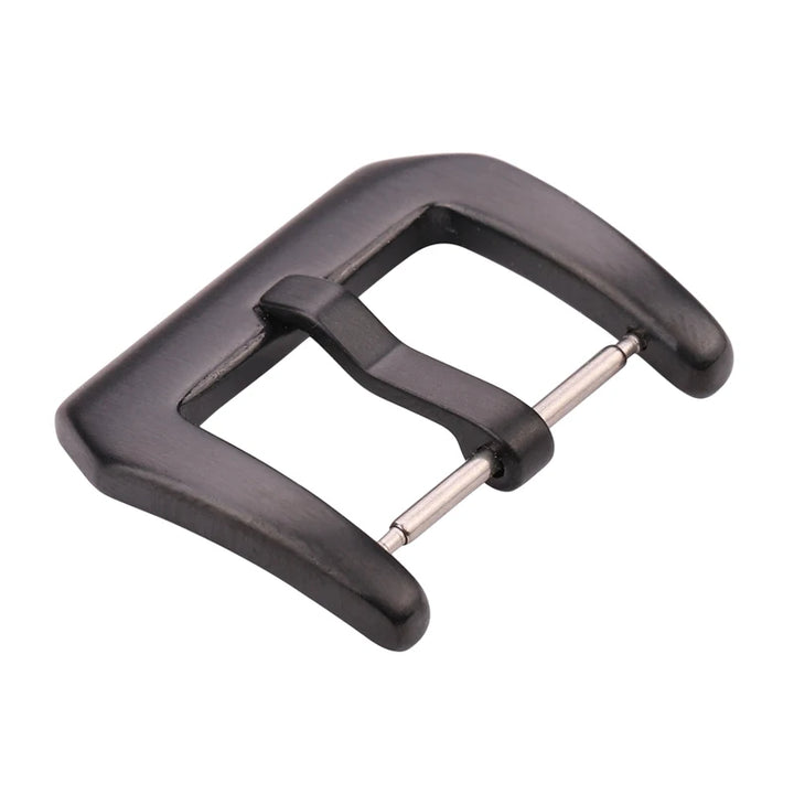 Metal Watch Buckle – 18–24mm, 316L Stainless Steel, Silver/Black