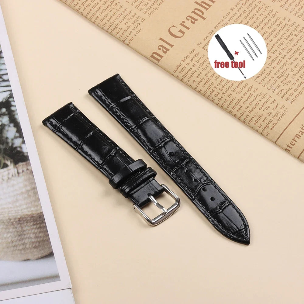 Watch Band Crocodile Pattern Leather Strap 16mm 18mm 20mm 22mm 23mm 24mm Women Mens Replacement Universal Bracelet