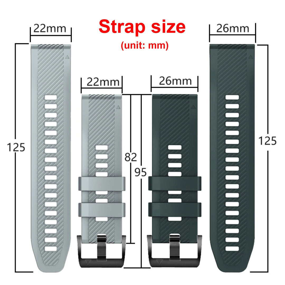 QuickFit Silicone Watch Strap 22/26mm for Garmin Fenix, MARQ, Epix & D2 Series