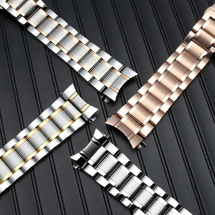 Curved End Stainless Steel Watch Strap – 12-24mm with Butterfly Clasp for Tissot