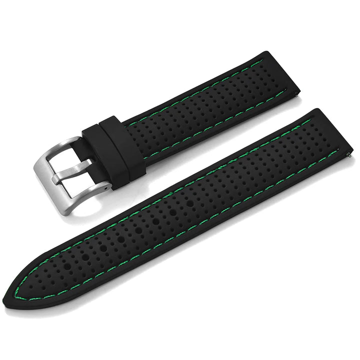 JUELONG Premium Porous Design Soft Rubber Watch Strap Perfect Fit Flat End Universal Quick Release Watch Strap 18mm 20mm 22mm