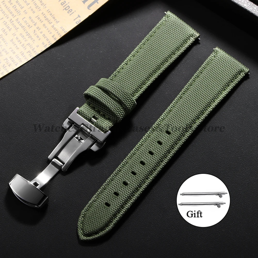 Sailcloth Nylon Watch Strap – 20-22mm Butterfly Buckle