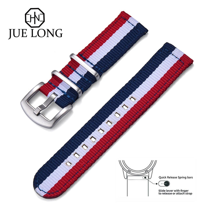 JUELONG Premium  Quick Release Sailcloth Nylon Strap 18mm 20mm 22mm Military Nylon Watchband For Watch Accessories Replacement