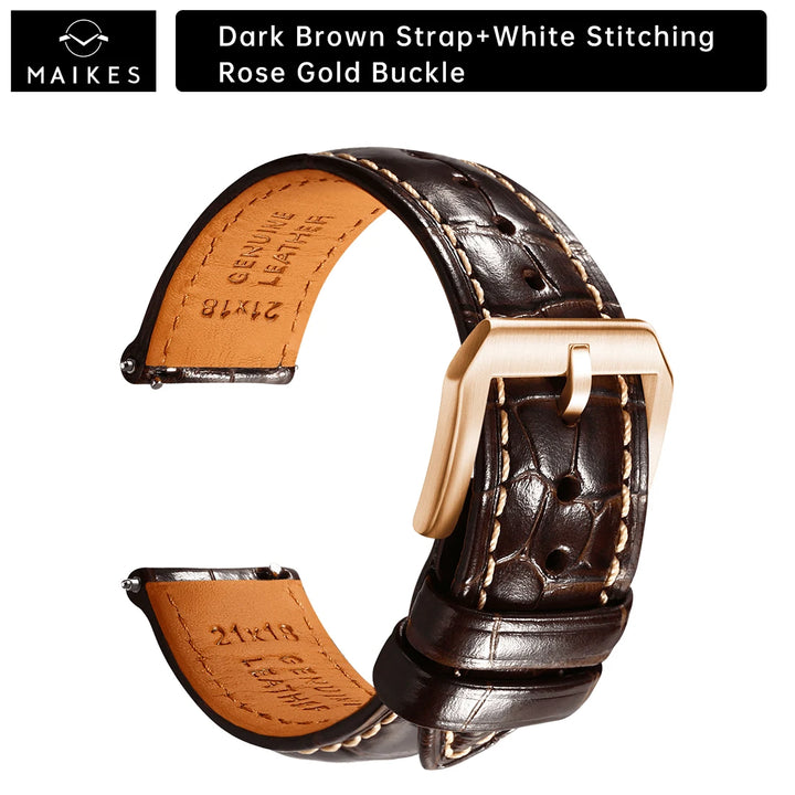 Maikes Top Quality Leather Watch Strap 20mm 22mm Accessories Watchbands Braceletes For Longines Jaeger-LeCoultre Watch Band