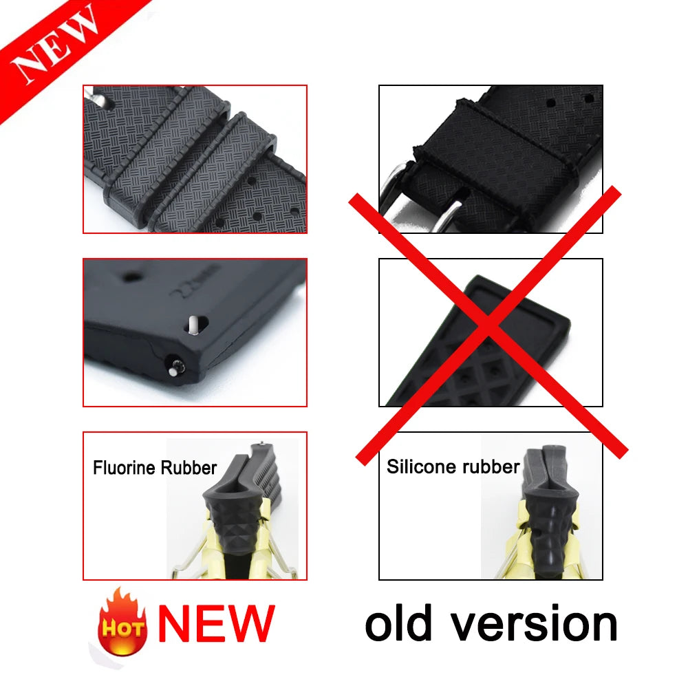 Premium Grade Fluororubber Tropical Watch Strap 18mm 20mm 22mm 24mm For S-eiko SRP777J1 FKM Watch Bands For Men's Diving Watches