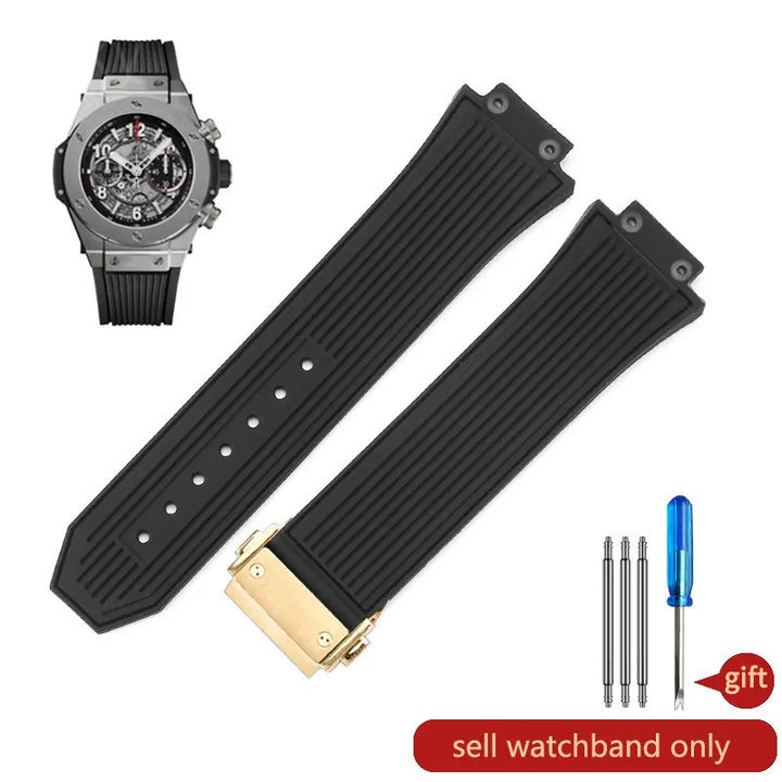 Soft Silicone Watch Band 27×17mm for Hublot Big Bang (Waterproof, Steel