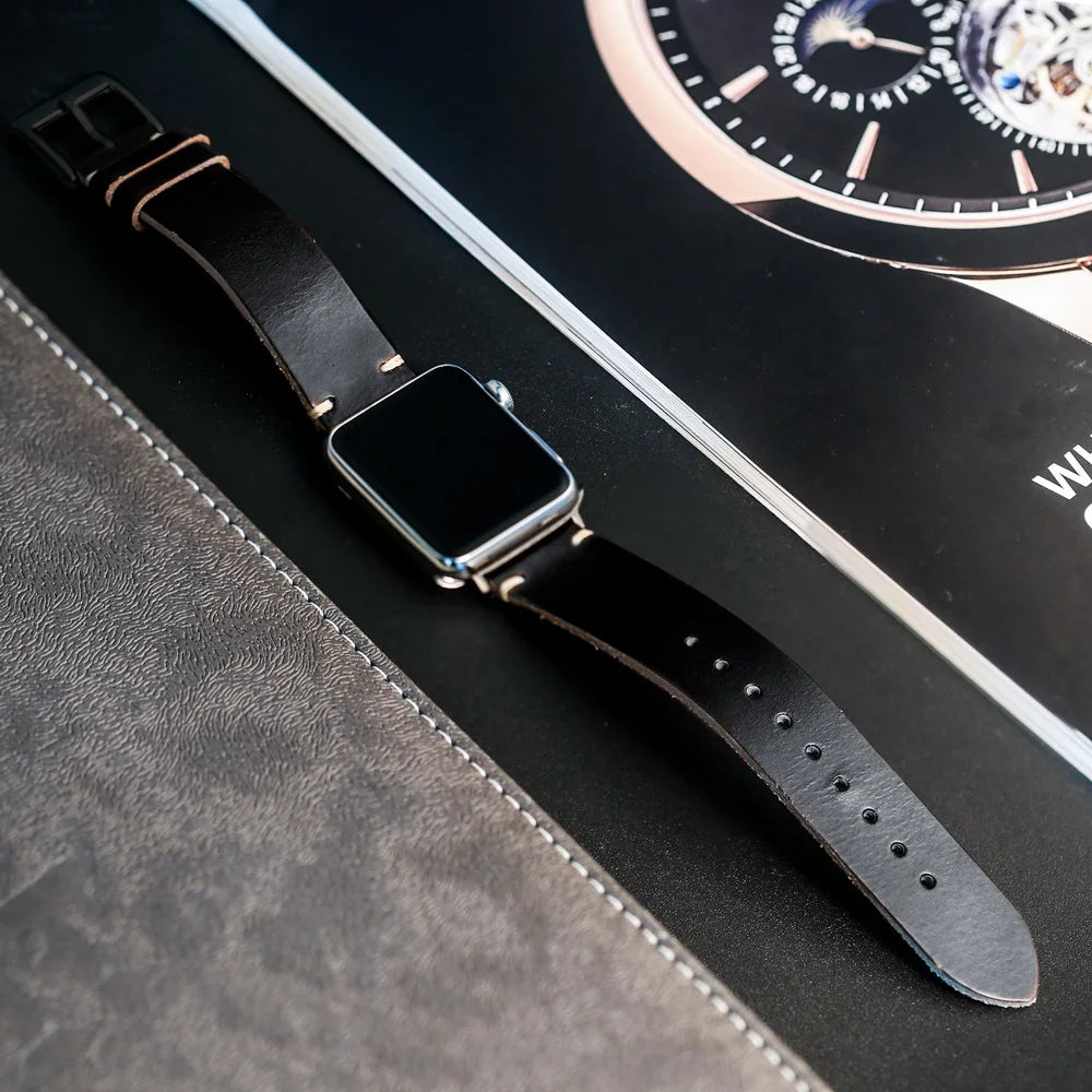 HEMSUT Compatible With Apple Watch Band Horween Leather Watch Strap For iWatch 42mm44mm45mm 38mm40mm41mm For Series7 6 5