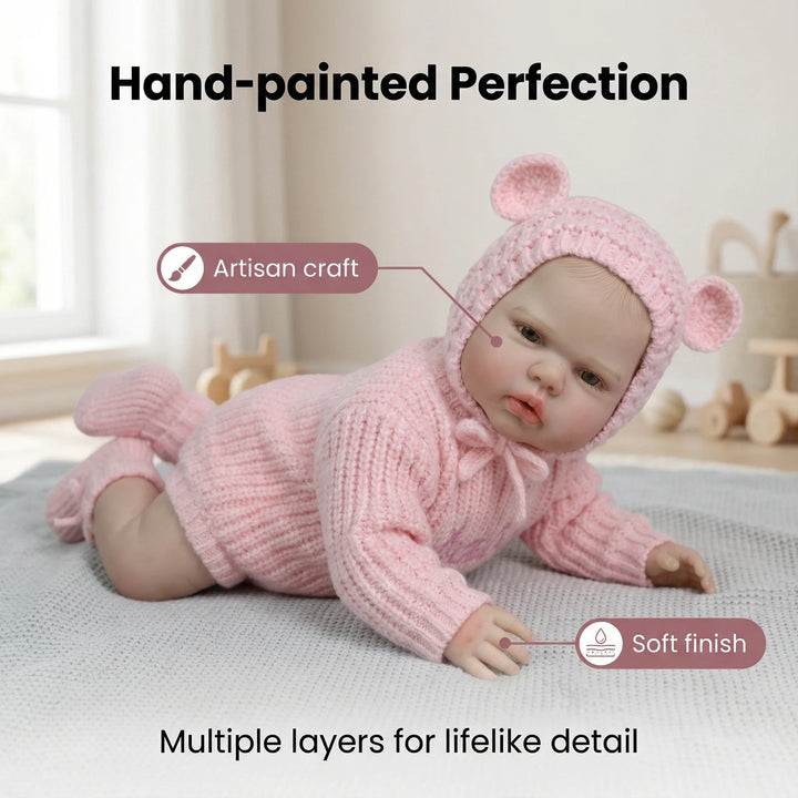 NPK 19inch Small Awake Pickle Reborn Baby Doll with 3D Skin And Multiple Layers Painting - Lifelike Newborn Soft Cloth Body Doll