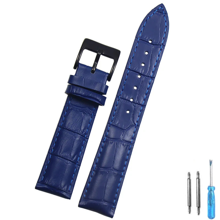 Genuine Leather Watch Strap – 14–24mm with Steel Buckle & Tool