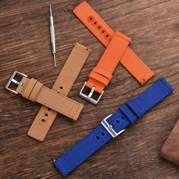 JUELONG Premium Nylon Sailcloth Watch Strap 20mm 22mm Canvas Sailcloth Watch Bands Quick Release Perfect Fit Flat End Universal