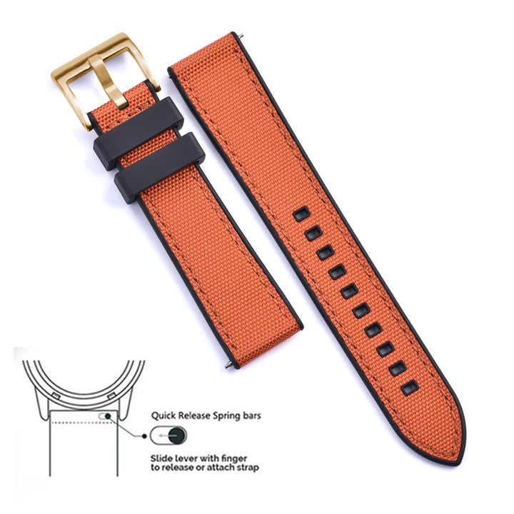 Premium Hybrid FKM Nylon Watch Band Quick Release Rubber Watch Strap 20mm 22mm Watch Strap Watch Replacement Watchband