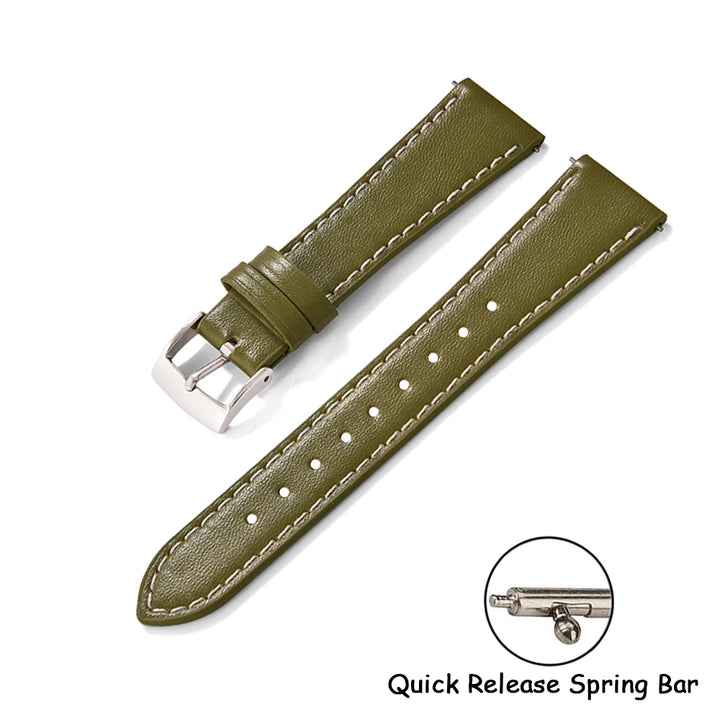 Ultra-Thin Quick Release Leather Watch Strap (20-22mm)