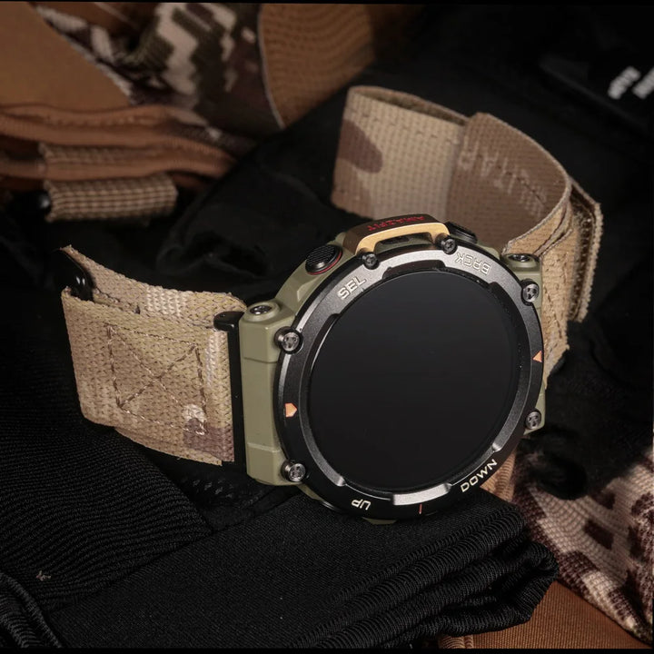 Hemsut Watch Bands For Huami Amazfit T-Rex 2/T-Rex 3/Pro Millitary Camouflage Nylon Sports Strap With Woven Loop Design