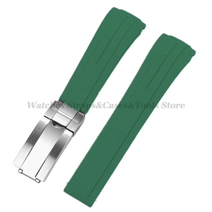 Curved Rubber Watch Strap for Rolex Daytona/Submariner – 20–22mm, Silicone