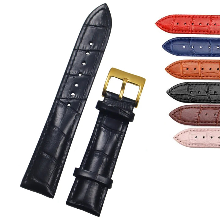 Genuine Leather Watch Strap – 14–24mm with Steel Buckle & Tool