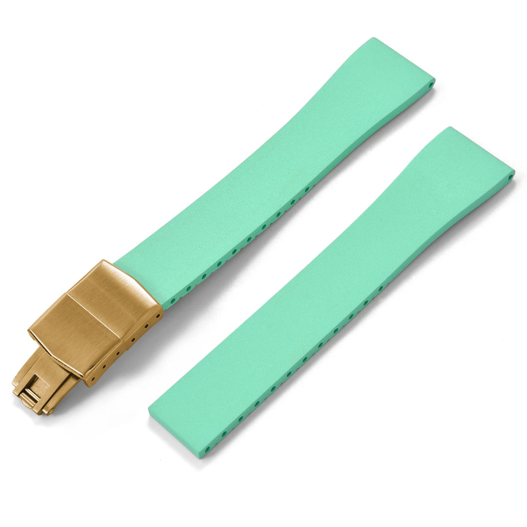 JUELONG CTS FKM Rubber Watch Strap 16–22mm Quick Release with Gold