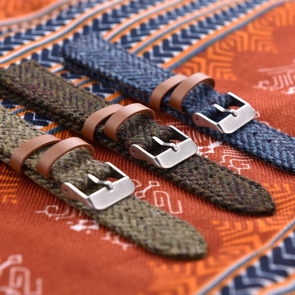 NATOBELT Wool Weave Leather Strap – Quick Release, 18–22mm