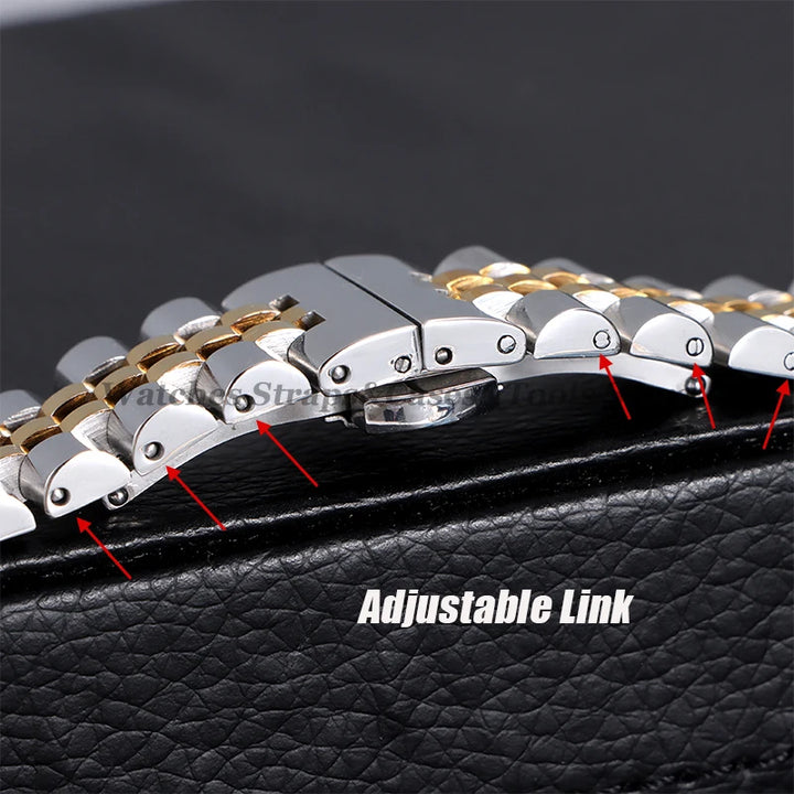 Solid Stainless Steel Watch Band 12–22mm for Rolex (Flat & Curved Ends)