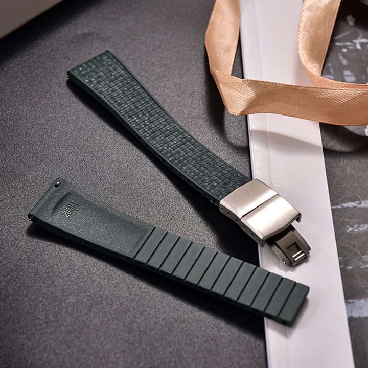 JUELONG Mosaic FKM Rubber CTS Strap 20mm 22mm Quick Release Spring Clasp For Perfect Fit Flat End Universal Watch Straps