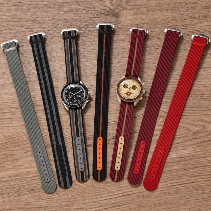 JUELONG 18mm 20mm 22mm Sailcloth Watch Strap Canvas Rubber Hole Sport Waterproof Folding Buckle Watchband For Omega Swatch Moon