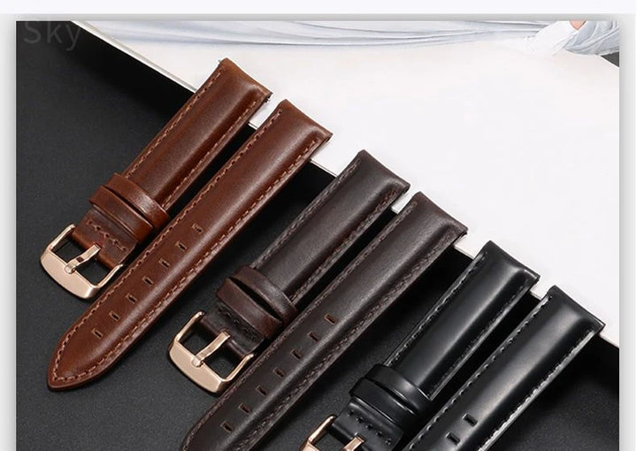 DW Classic Genuine Leather Watch Strap – 14–22mm, Waterproof & Soft