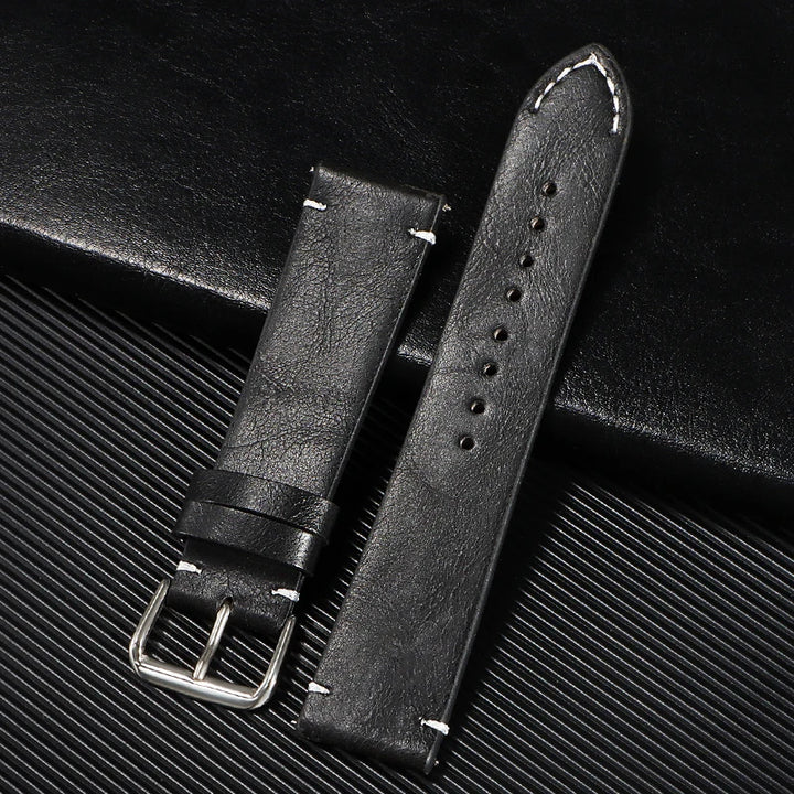 Vintage Leather Watch Strap – 18–24mm, Soft Quick-Release for Omega & Huawei GT4