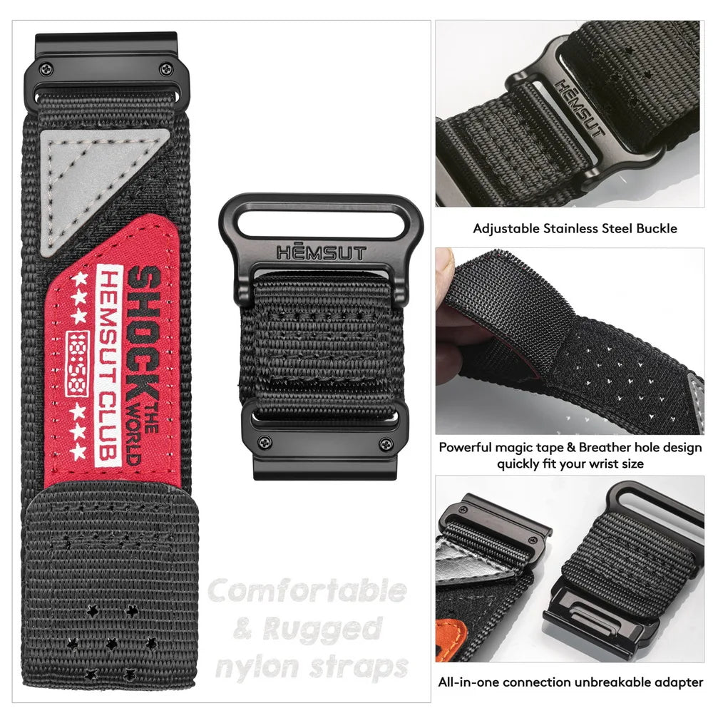 HEMSUT Nylon Quickfit Sports Watch Strap 20-26mm