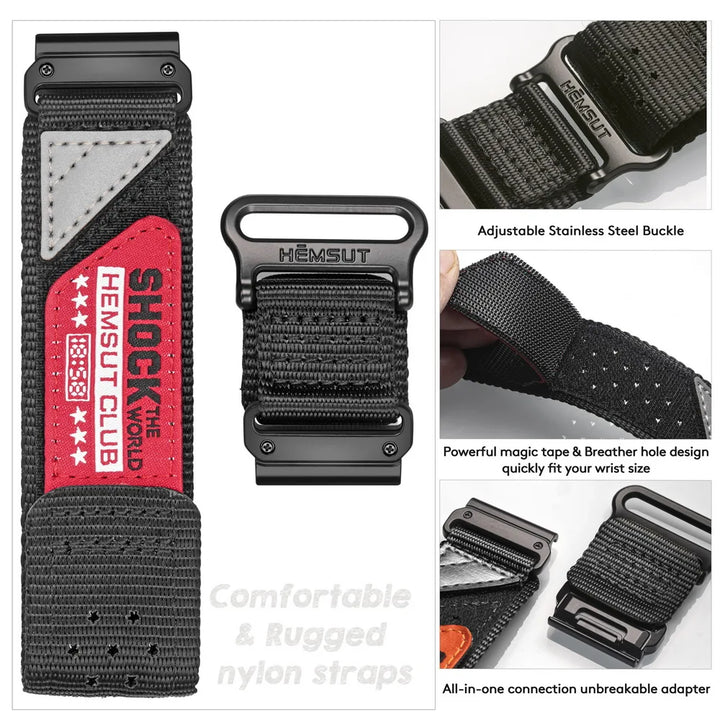 HEMSUT Nylon Quickfit Sports Watch Strap 20-26mm