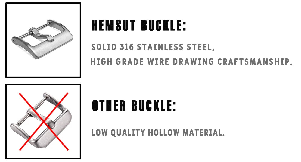 HEMSUT High Quality Genuine Leather Watch Band Quick Release Handmade Cowhide Straps For Men 18MM 20MM 21MM 22MM