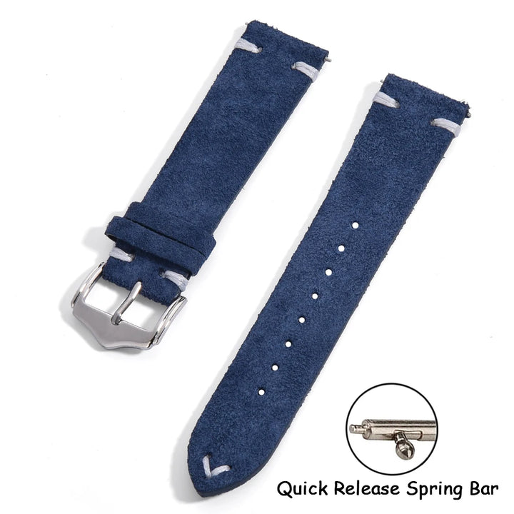 Vintage Suede Leather Watch Strap – 20-22mm Quick Release
