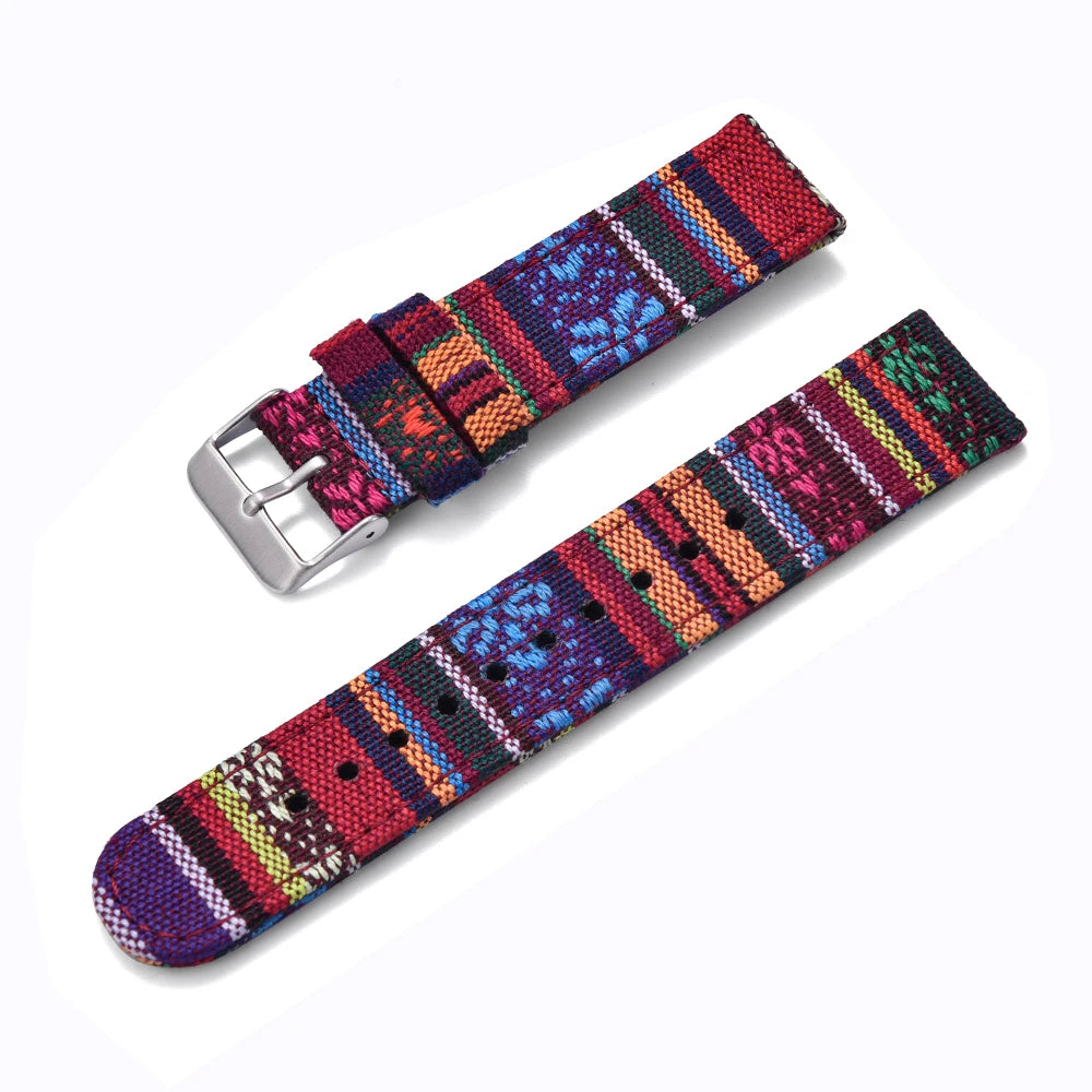 JUELONG Multicolor Nylon Sailcloth Watch Strap 20/22mm