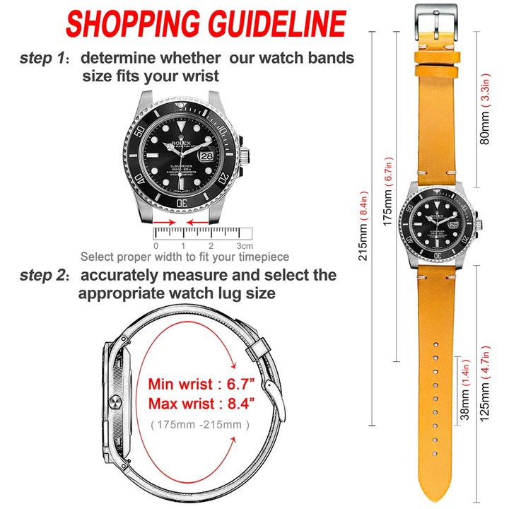 HEMSUT Leather Watch Bands Quick Release Italian Buttero Handmade Watch Strap Vintage Replacement Wrap Of 18mm 20mm 22mm