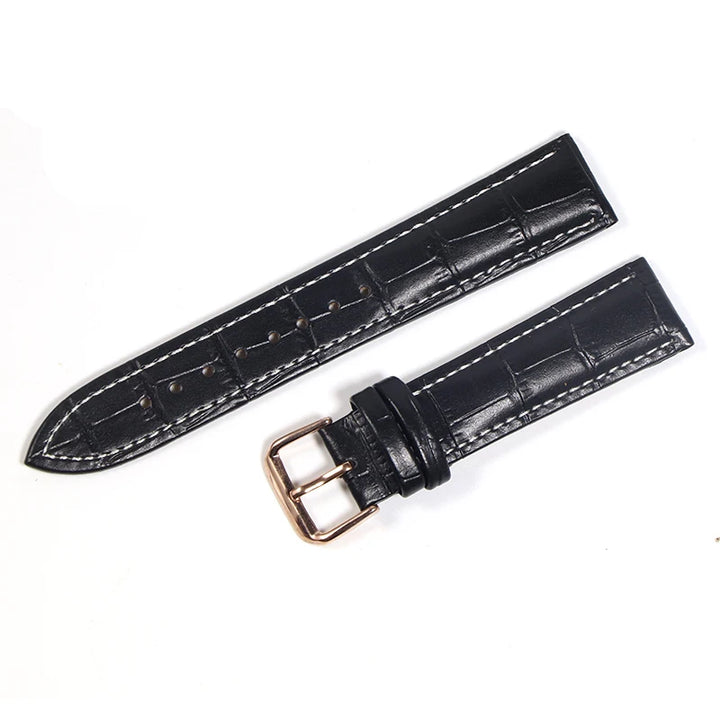 Genuine Leather Watch Strap with Steel Pin Buckle (12-24mm)