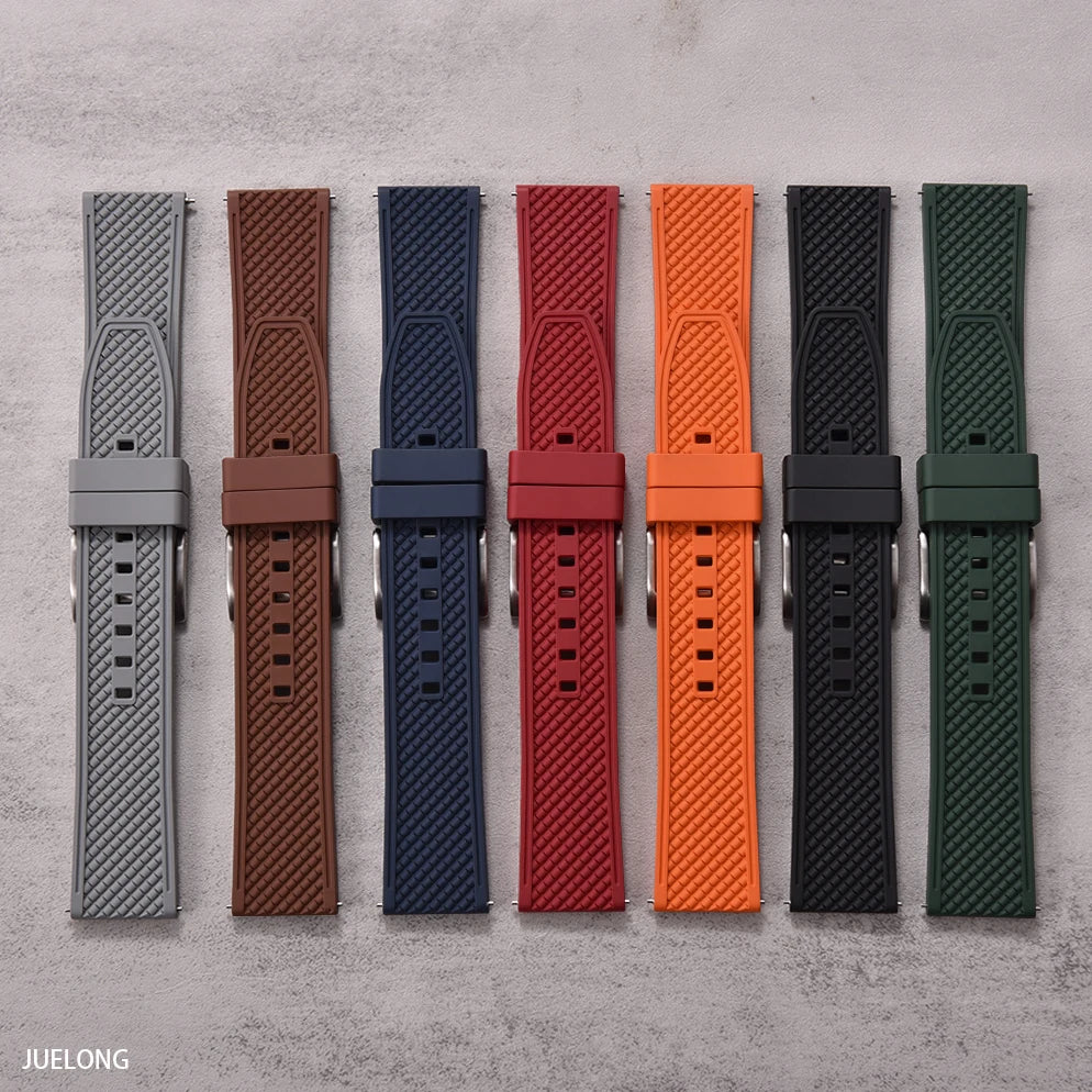 HAISCH Bullet-Shaped FKM Rubber Watch Strap – 18-24mm, Quick Release, Waterproof