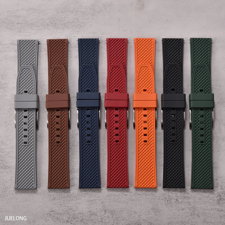 HAISCH Bullet-Shaped FKM Rubber Watch Strap – 18-24mm, Quick Release, Waterproof