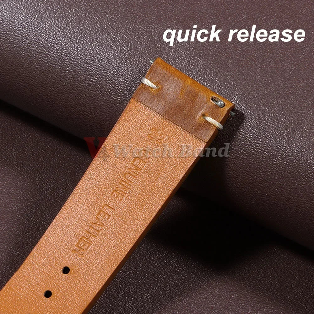 Vintage Oil Wax Leather Watch Strap – 18–24mm, Omega & Seiko