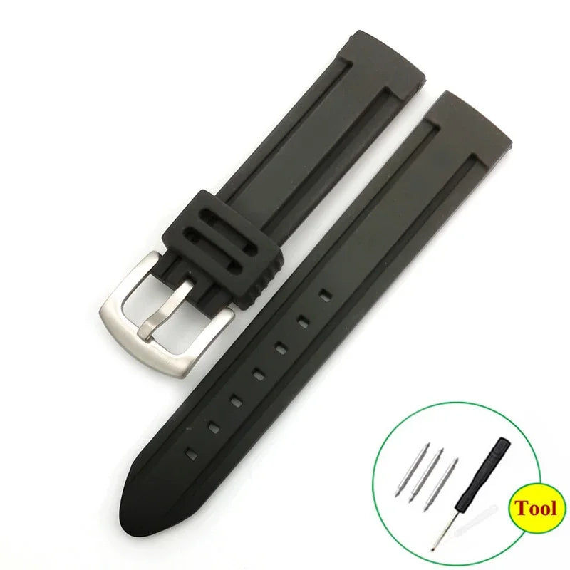 30mm 28mm 26mm 24mm Rubber Watch Strap 18mm 20mm 22mm Men's Sport Watchband Soft Diving Waterproof Silicone Wrist Belt Bracelet